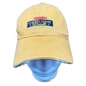 MGD Miller Genuine Draft Embroidered Cap Gold Distressed Strapback One Size Beer